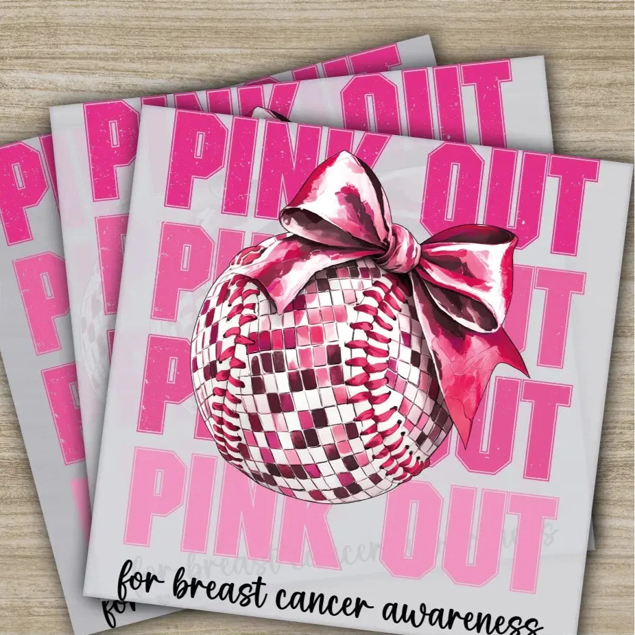 Pink Out, Awareness, Bow, Cancer, In October, Ready to Press, Personalized DTF Transfers, Heat Press DTF Transfers