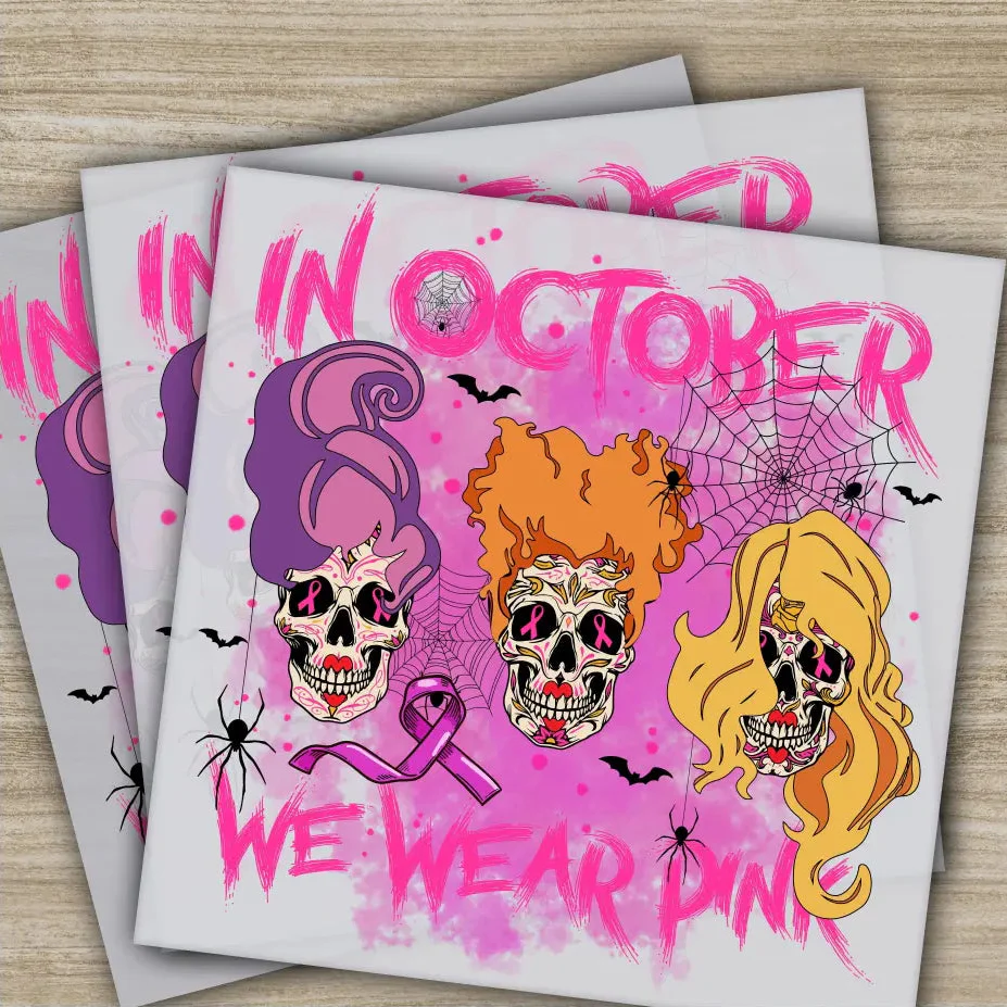 Pink Out, Awareness, Bow, Cancer, In October, Ready to Press, Personalized DTF Transfers, Heat Press DTF Transfers