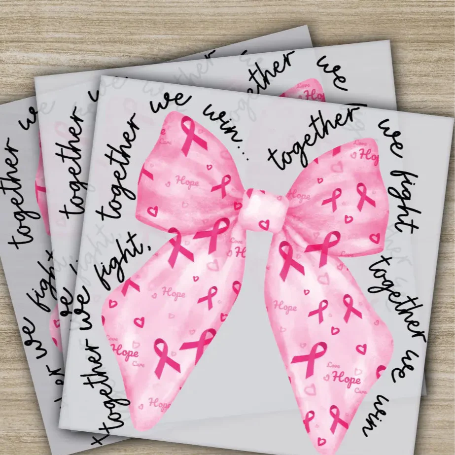 Pink Out, Awareness, Bow, Cancer, In October, Ready to Press, Personalized DTF Transfers, Heat Press DTF Transfers