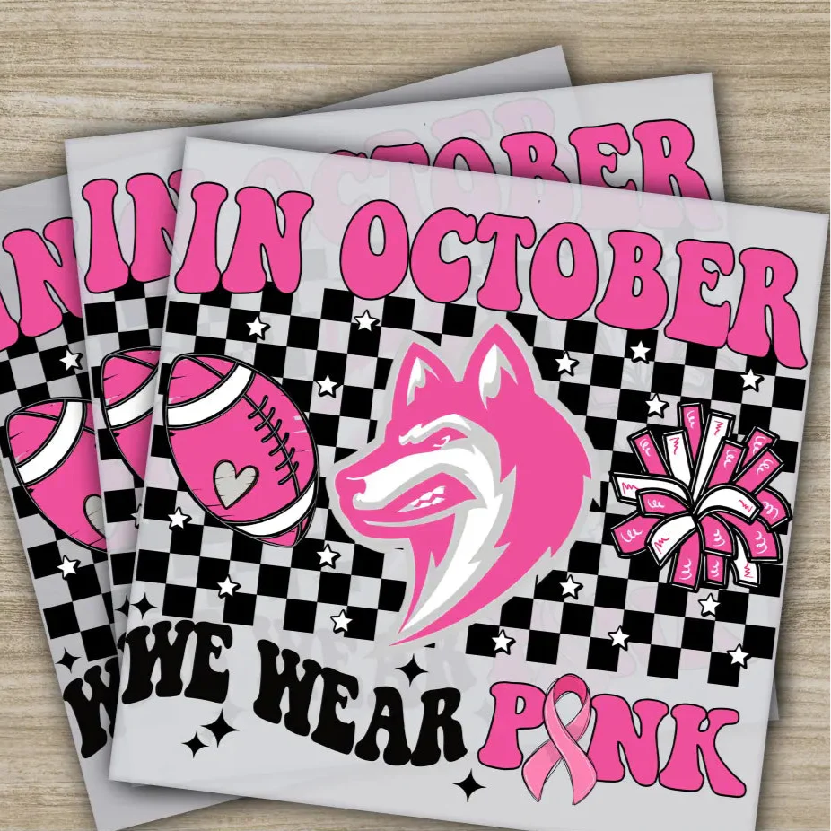 Pink Out, Awareness, Bow, Cancer, In October, Ready to Press, Personalized DTF Transfers, Heat Press DTF Transfers