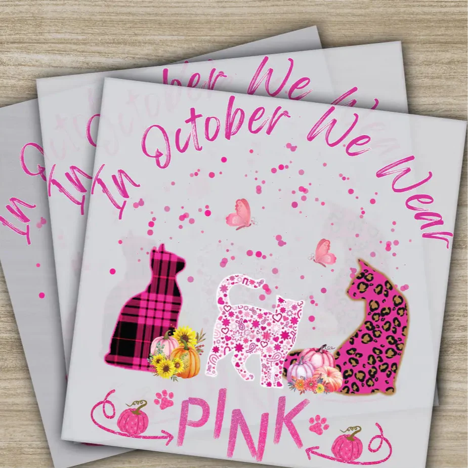 Pink Out, Awareness, Bow, Cancer, In October, Ready to Press, Personalized DTF Transfers, Heat Press DTF Transfers