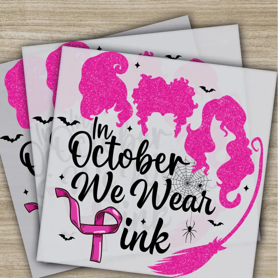 Pink Out, Awareness, Bow, Cancer, In October, Ready to Press, Personalized DTF Transfers, Heat Press DTF Transfers