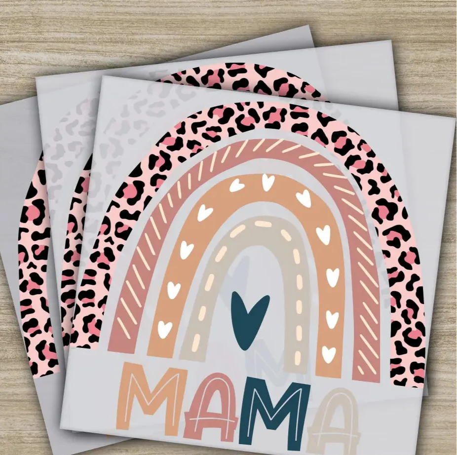 Rainbow Retro Mama, Heart, Mother's Day Transfers, Ready to Press, Personalized DTF Transfers, Mother's Day Gifts, Heat Press DTF Transfers