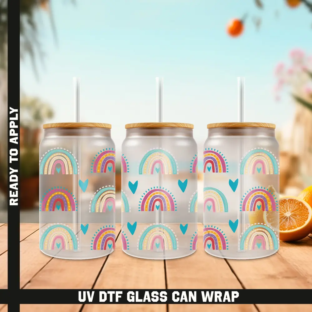 RainbowReady To Apply UV DTF, 16oz cup Wrap