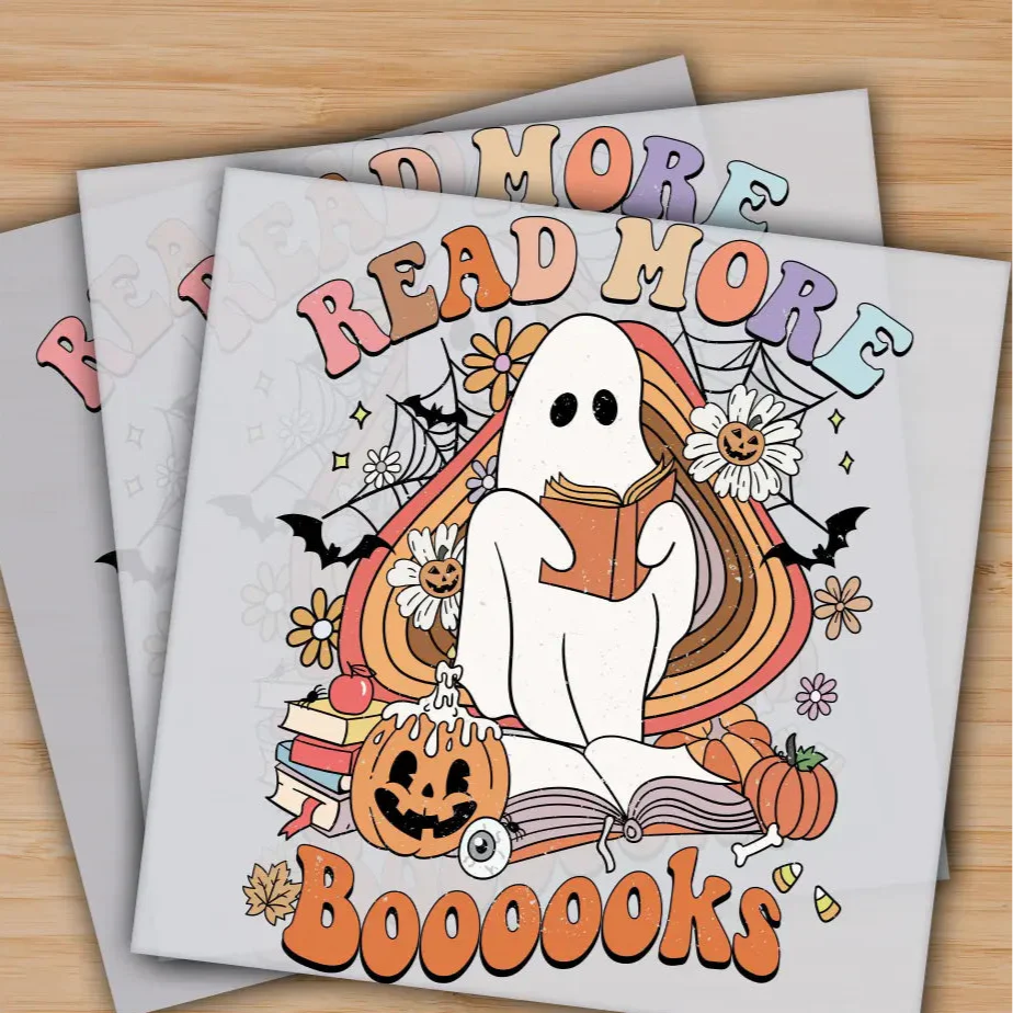 Read More Boooks, Spooky Books, Ghost Book, Cute Ghost, Ready to Press, Personalized Gifts, Sublimation DTF Prints, Trendy DTF Prints, Ready for Press, High Quality, Fast Shipping