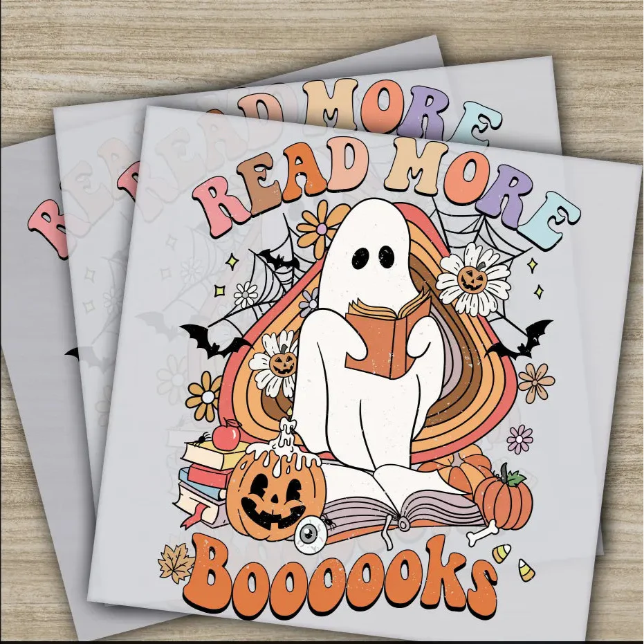 Read More Booooks, Halloween, Ready to Press, Personalized DTF Transfers, 100 Days Of School Gifts, Heat Press DTF Transfers