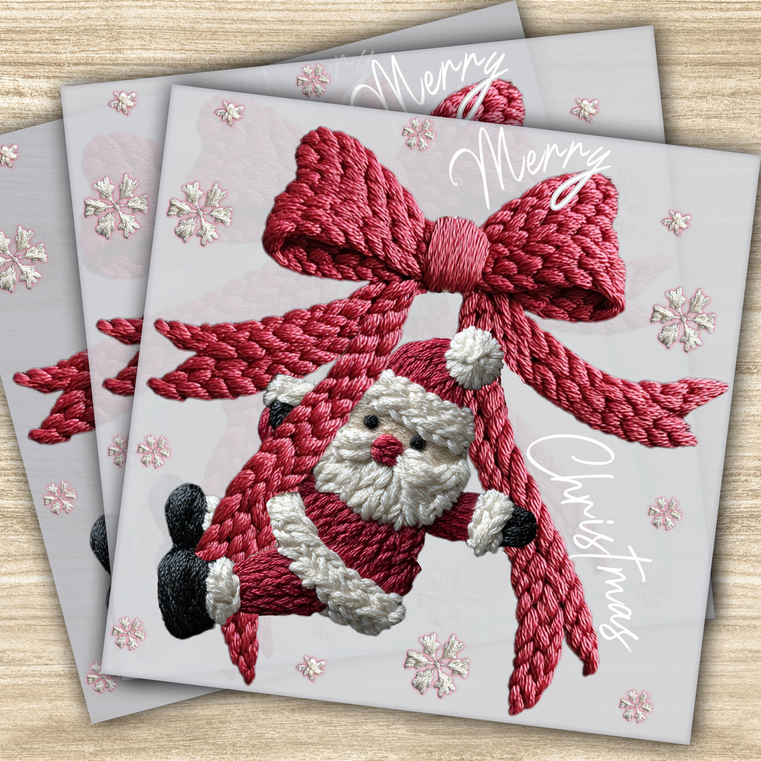 Merry Christmas Santa Claus DTF Transfer with Red Bow, Holiday Decor Design, Ready to Press Christmas Transfer, Festive Santa for T-shirts & Apparel
