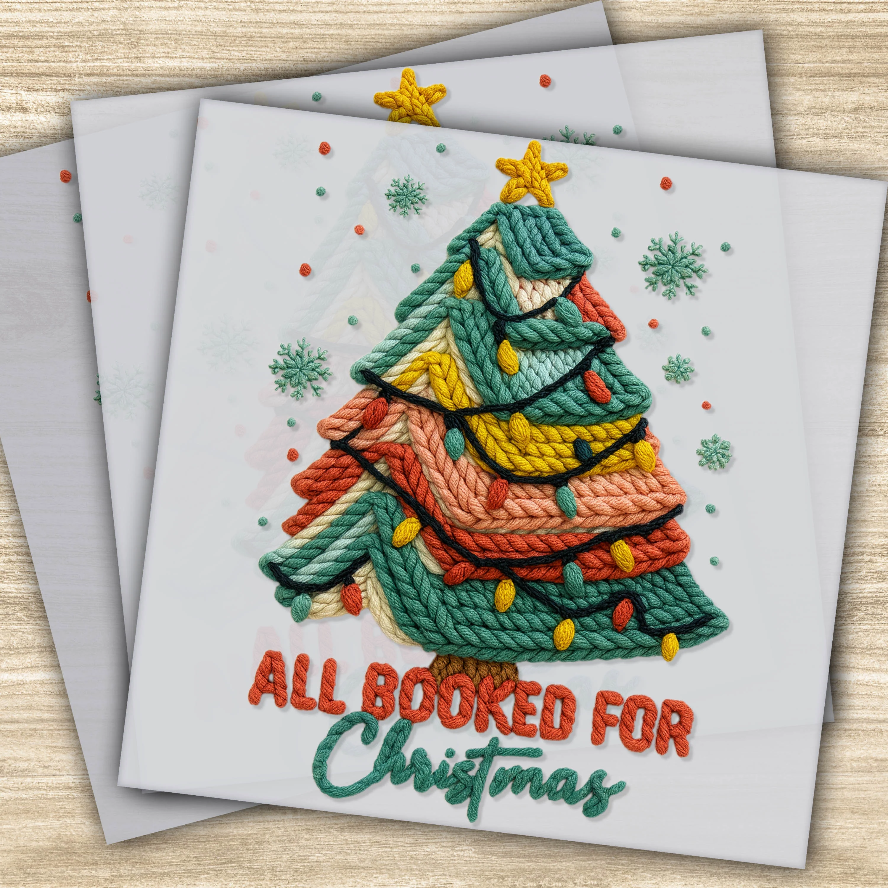Ready to Press DTF Transfer – All Booked for Christmas Tree Design, Colorful Christmas Tree, Festive Holiday DTF Transfer