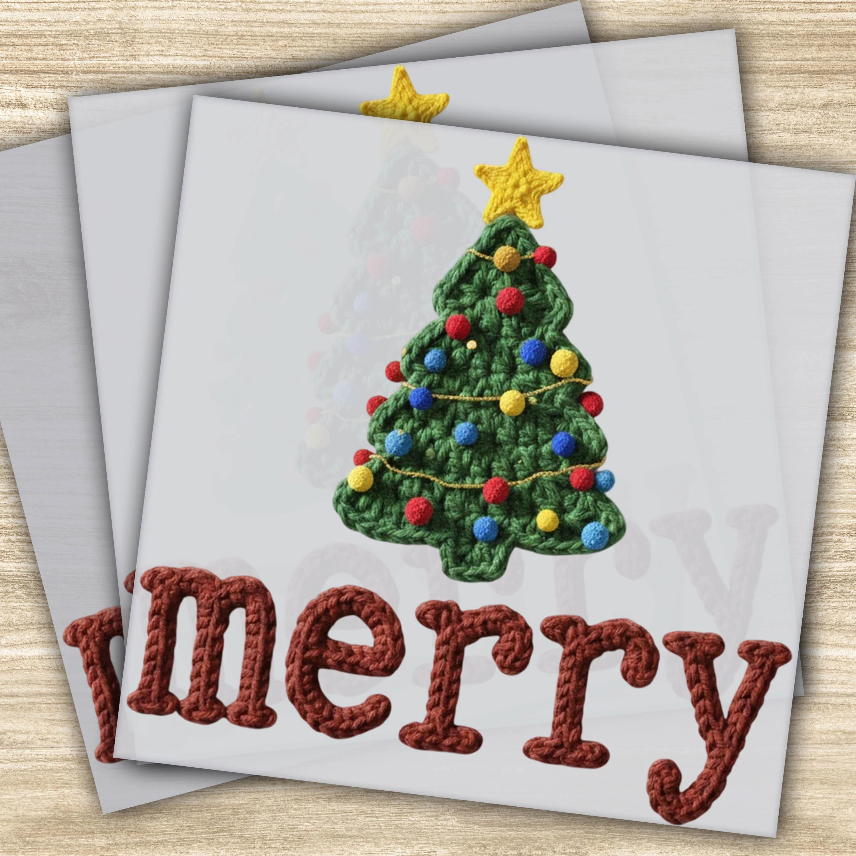 Ready to Press DTF Transfer – Merry Christmas Tree Design with Colorful Ornaments and Stars