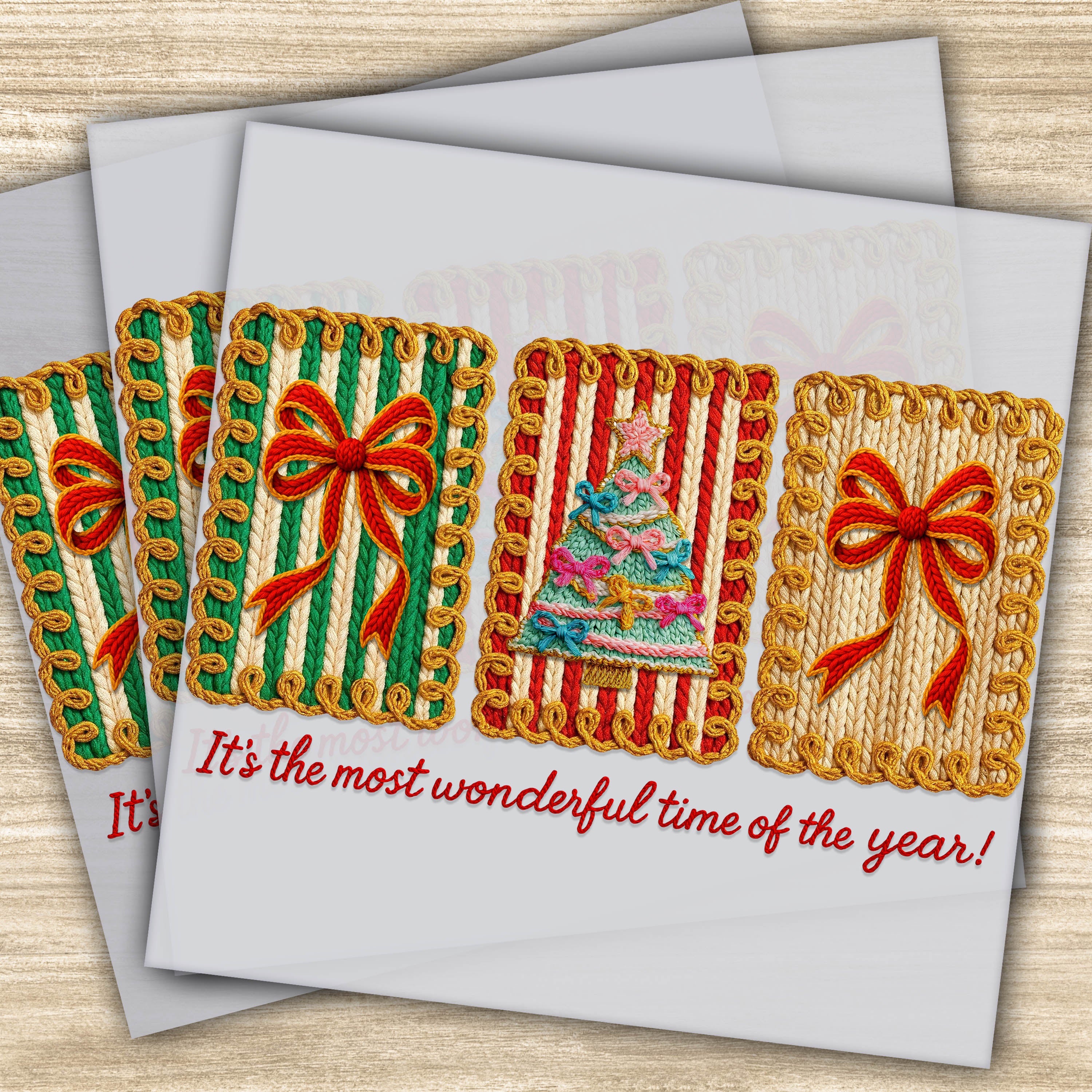 Ready to Press DTF Transfer – "It's the Most Wonderful Time of the Year" Faux Yarn Christmas Design
