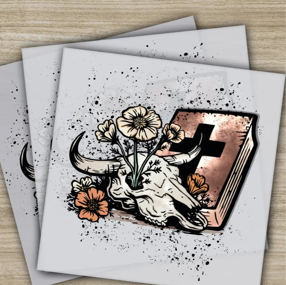 Christian Skull and Cross DTF Transfer, Rustic Faith Design, Religious Apparel, Jesus & Bible Graphic