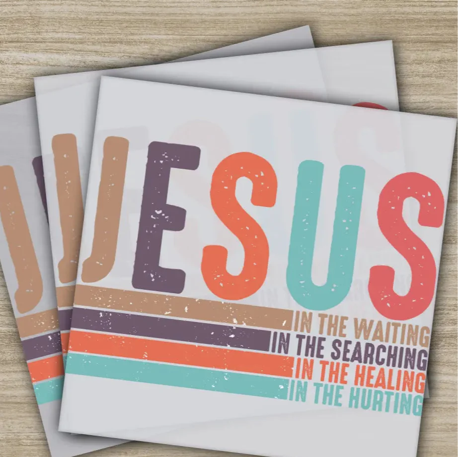 Jesus in the Waiting DTF Transfer, Inspirational Faith-Based Design, Christian Waiting and Healing Graphic, Ready to Press