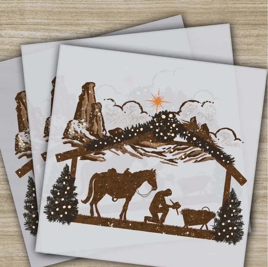 Rustic Nativity Scene DTF Transfer, Christian Christmas Graphic, Inspirational Bible Verse, Ready to Press