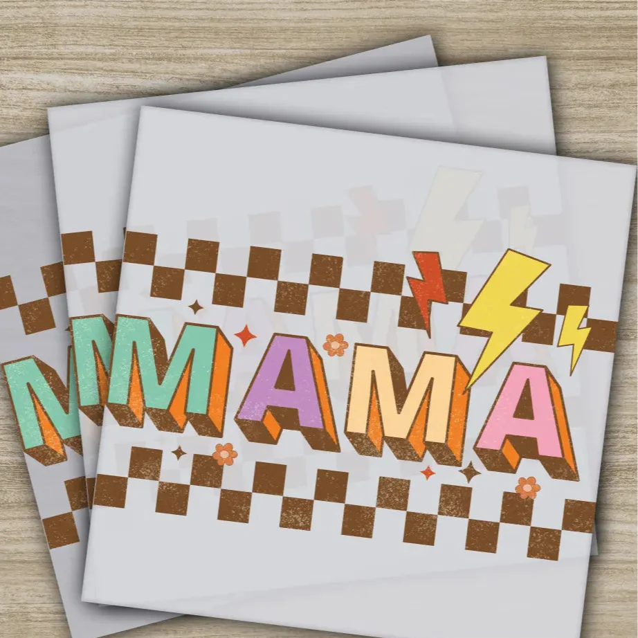 Retro Checkered Mama, Daisy, Mother's Day Transfers, Ready to Press, Personalized DTF Transfers, Mother's Day Gifts, Heat Press DTF Transfer