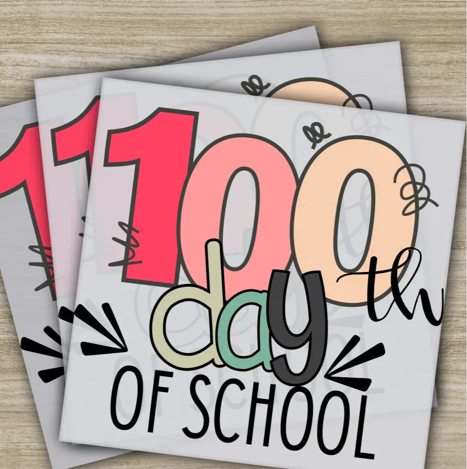 Retro, Cute, 100 Days Of School Transfers, Ready to Press, Personalized DTF Transfers, 100 Days Of School Gifts, Heat Press DTF Transfers