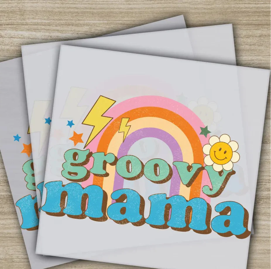 Retro Groovy Mama, Rainbow, Mother's Day Transfer, Ready to Press, Personalized DTF Transfers, Mother's Day Gifts, Heat Press DTF Transfers
