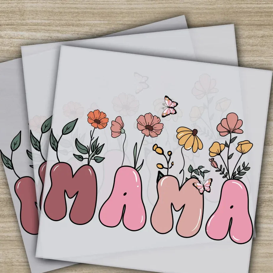 Retro Mama, Mom, Heart, Mother's Day Transfers, Ready to Press, Personalized DTF Transfers, Mother's Day Gifts, Heat Press DTF Transfers