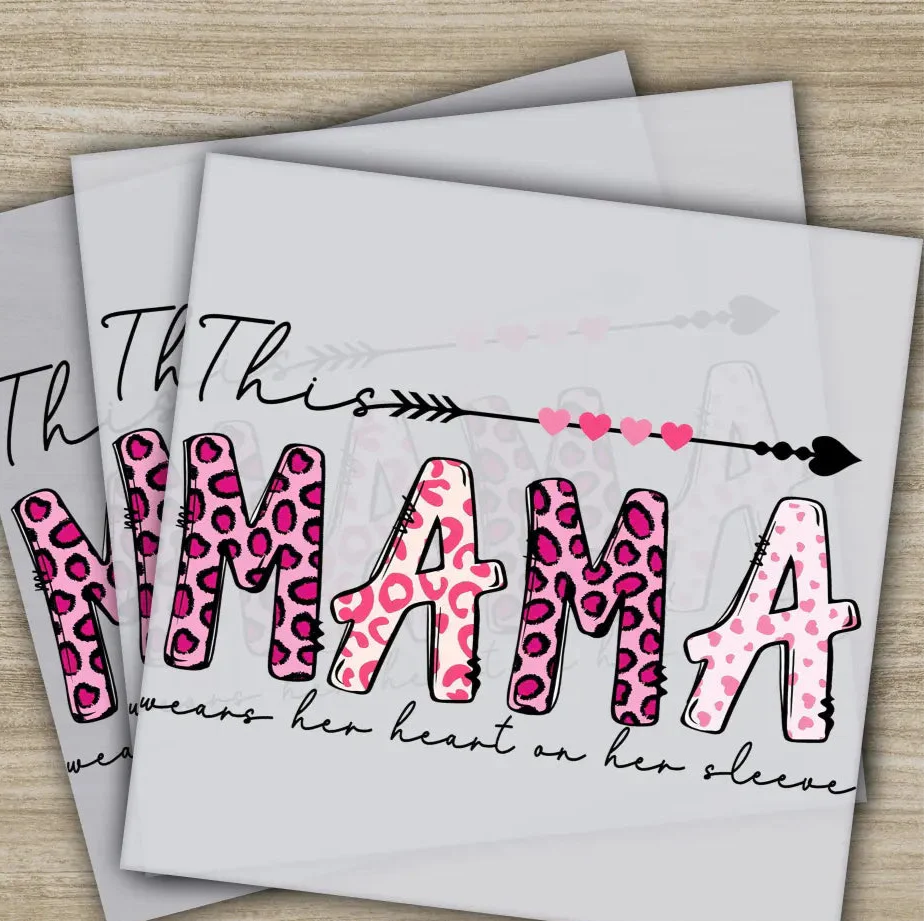Retro Mama, Mom, Heart, Mother's Day Transfers, Ready to Press, Personalized DTF Transfers, Mother's Day Gifts, Heat Press DTF Transfers