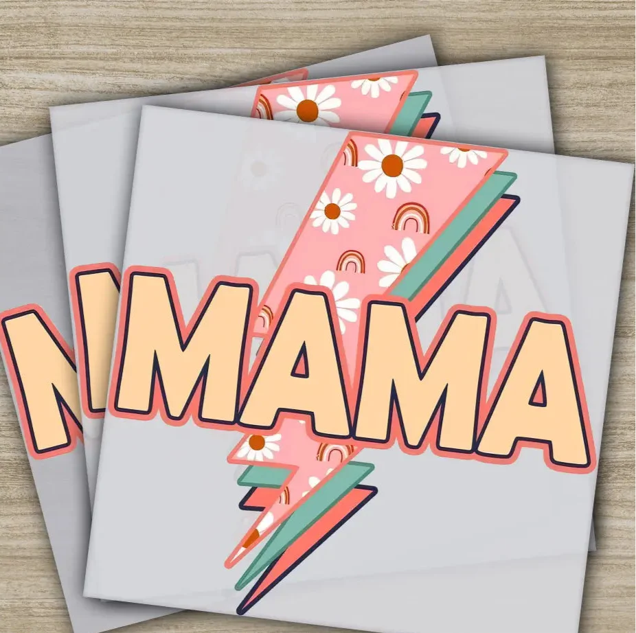 Retro Mama, Mom, Heart, Mother's Day Transfers, Ready to Press, Personalized DTF Transfers, Mother's Day Gifts, Heat Press DTF Transfers