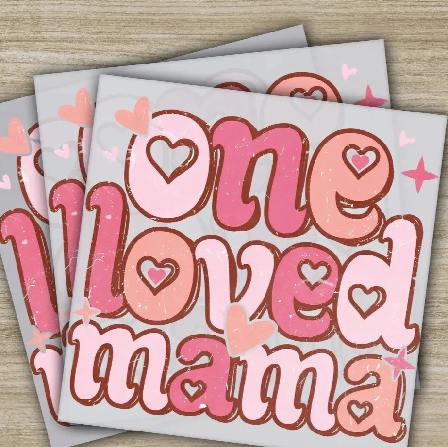 Retro Mama, Mom, Heart, Mother's Day Transfers, Ready to Press, Personalized DTF Transfers, Mother's Day Gifts, Heat Press DTF Transfers