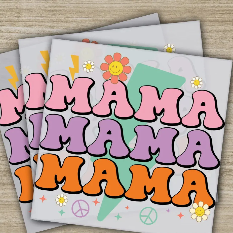 Retro Mama, Peace, Daisy, Mother's Day Transfers, Ready to Press, Personalized DTF Transfers, Mother's Day Gifts, Heat Press DTF Transfers