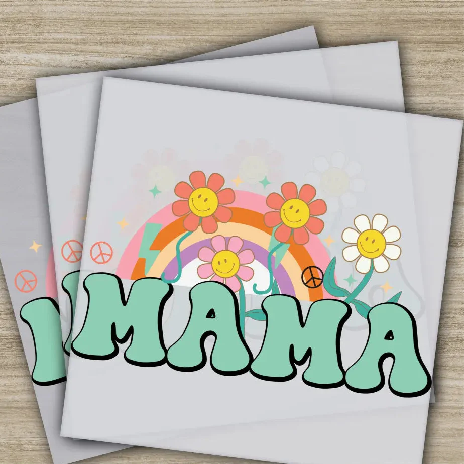 Retro Mama, Peace, Rainbow, Mother's Day Transfers, Ready to Press, Personalized DTF Transfers, Mother's Day Gifts, Heat Press DTF Transfers