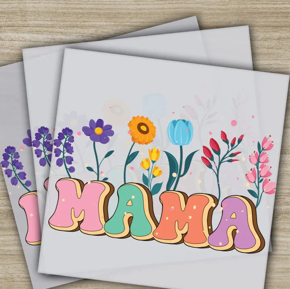 Retro Mama, Wildflowers, Mother's Day Transfers, Ready to Press, Personalized DTF Transfers, Mother's Day Gifts, Heat Press DTF Transfers