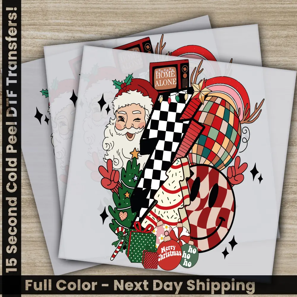 Santa Claus, Christmas DTF Transfers, Ready to Press, Personalized Gifts, Direct to Film, Sublimation Screen Prints, Fast Shipping