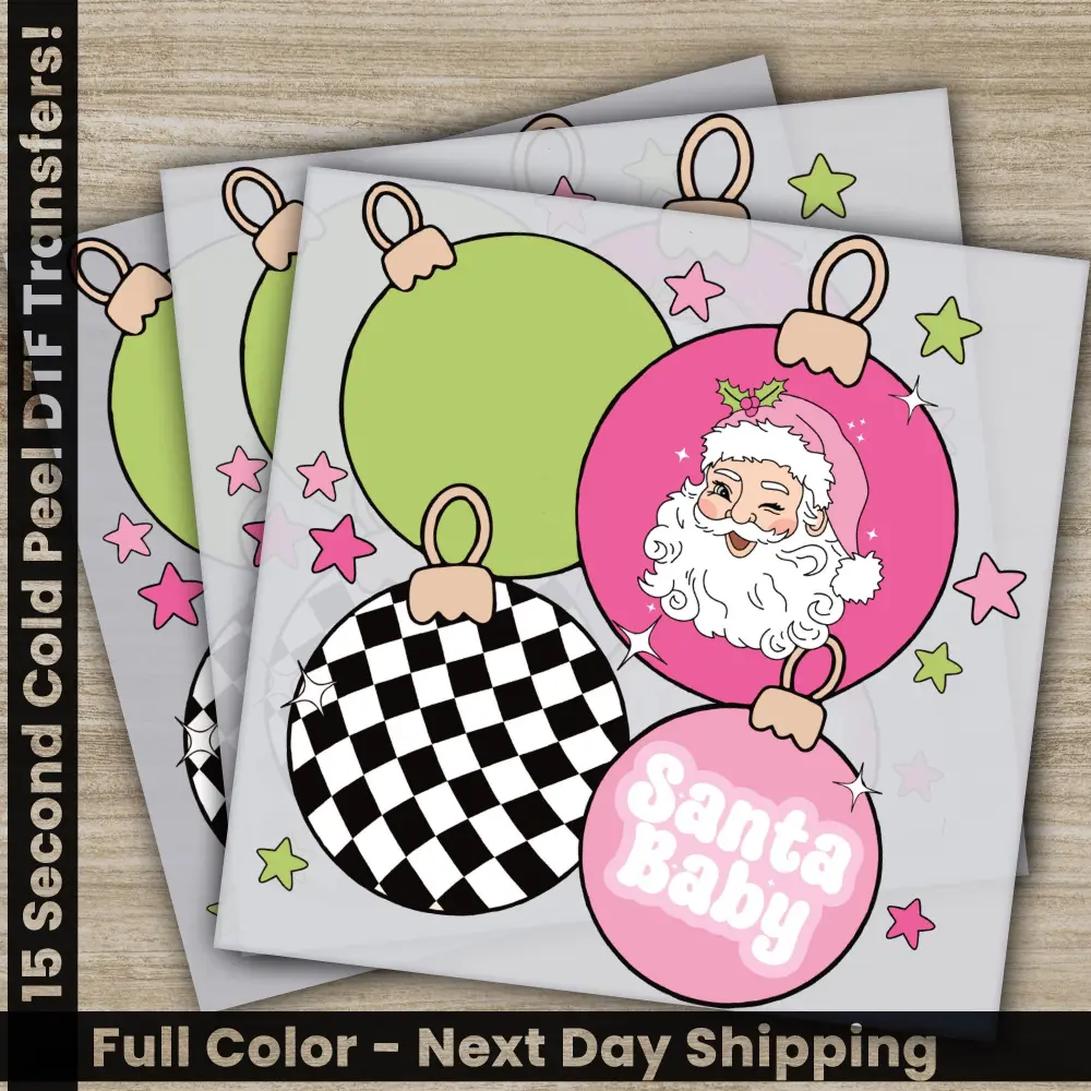Santa Claus, Christmas DTF Transfers, Ready to Press, Personalized Gifts, Direct to Film, Sublimation Screen Prints, Fast Shipping