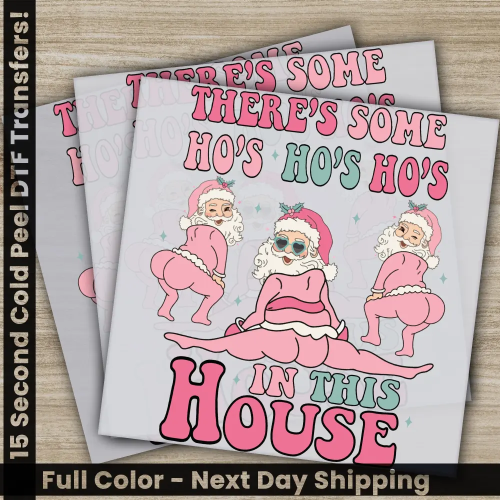 Santa Claus, Ho Ho Ho, Christmas DTF Transfers, Ready to Press, Personalized Gifts, Direct to Film, Sublimation Screen Prints, Fast Shipping