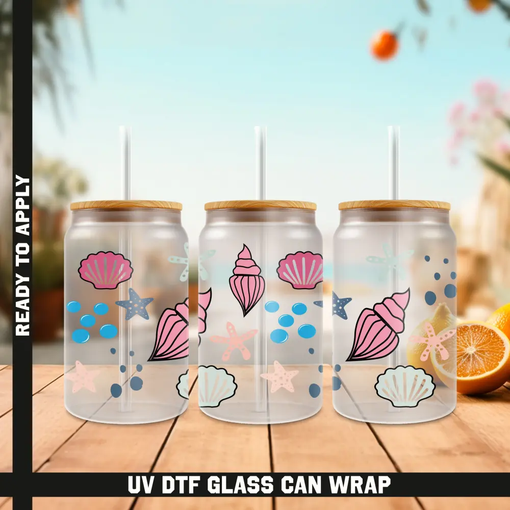 Seashell Ready To Apply UV DTF, 16oz cup Wrap