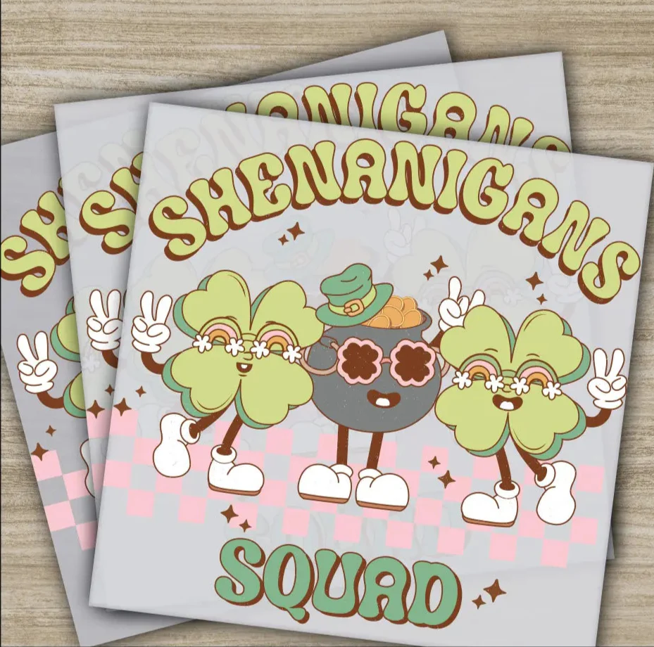 Shenanigans Squad, St. Patrick's Day Transfers, Ready to Press, Personalized DTF Transfers, St. Patrick's Gifts, Heat Press DTF Transfers