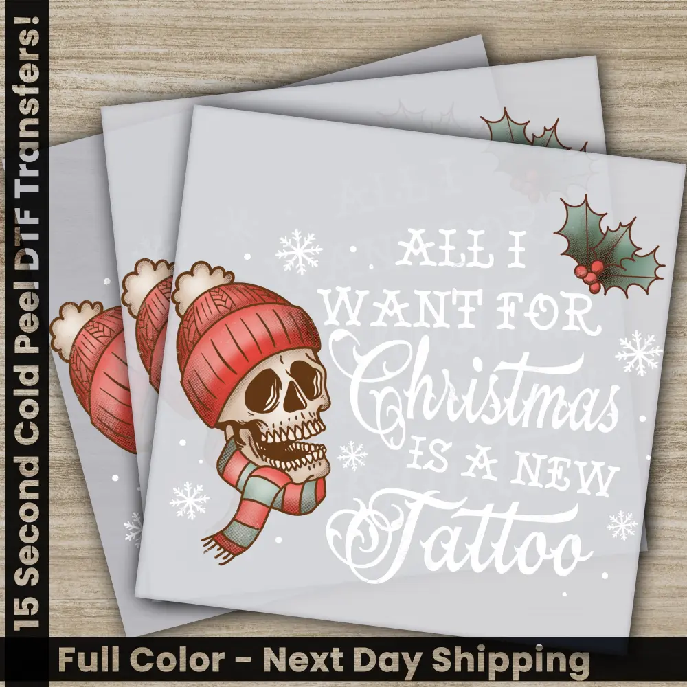 Skeleton, Merry Christmas DTF Transfers, Ready to Press, Personalized Gifts, Direct to Film, Sublimation Screen Prints, Fast Shipping