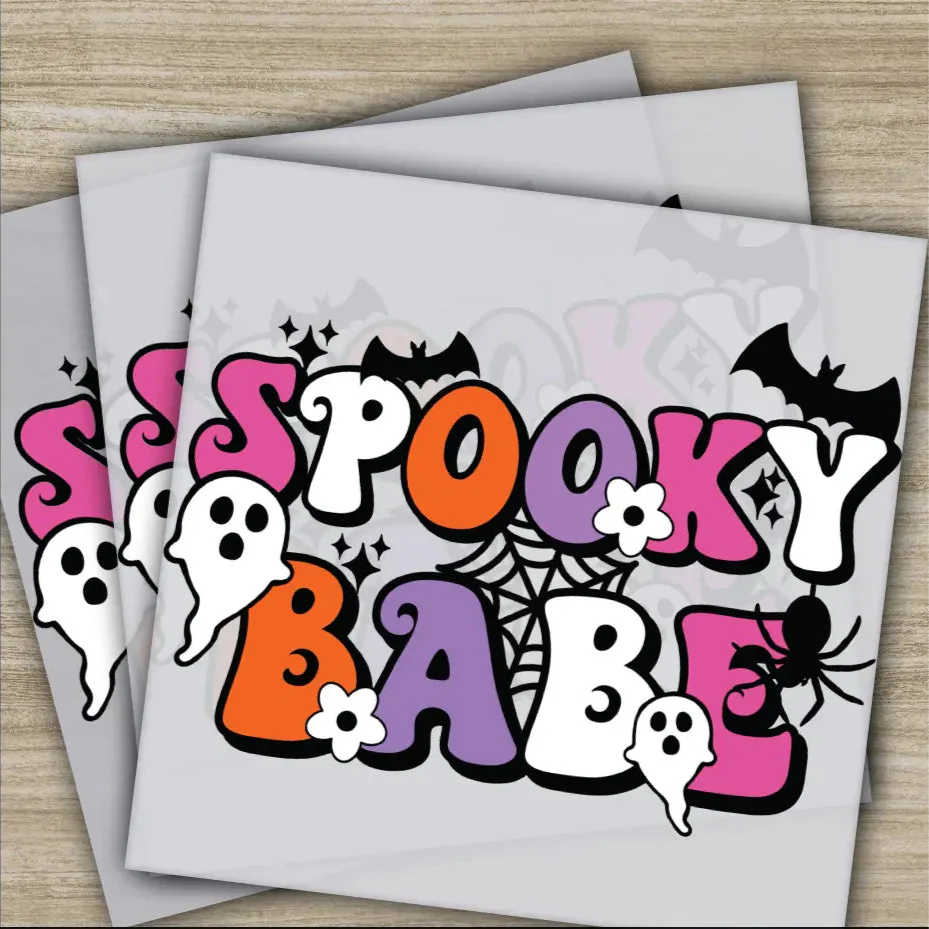 Spooky Babe, Halloween Transfers, Ready to Press, Personalized DTF Transfers, For Family Gifts, Heat Press DTF Transfers