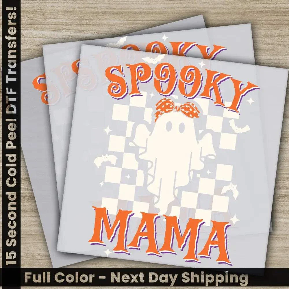 Spooky Mama, Halloween Transfers, Ready to Press, Personalized DTF Transfers, For Family Gifts, Heat Press DTF Transfers