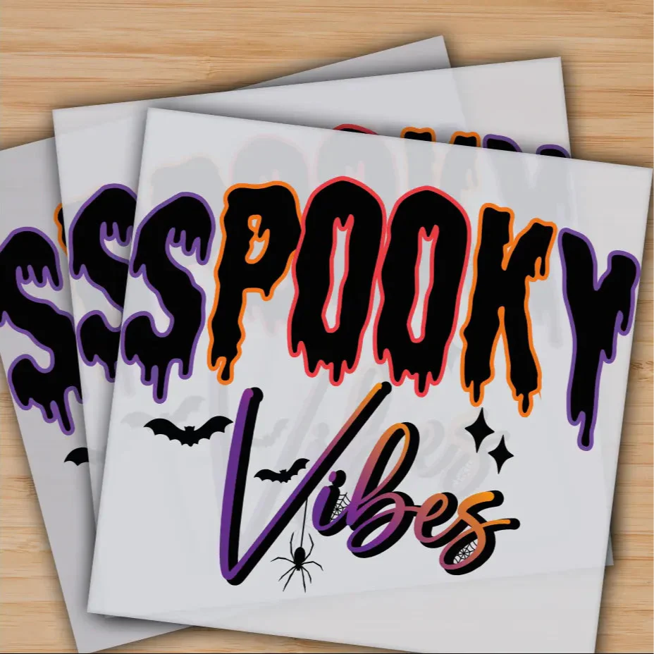 Spooky Vibes, Halloween, Ready to Press, Personalized Gifts, Sublimation DTF Prints, Trendy DTF Prints, Ready for Press, High Quality, Fast Shipping