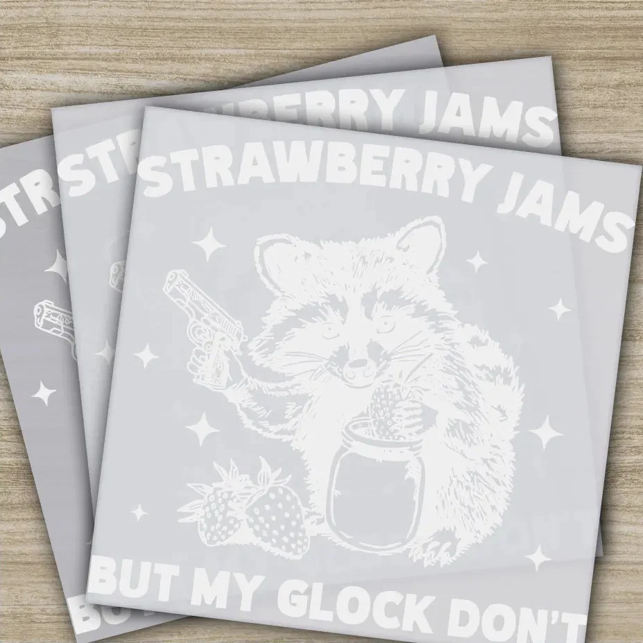 Strawberry Jams But My Glock Don't, Ready to Press,Personalized DTF Transfer, , High Quality, Heat Press DTF Transfers