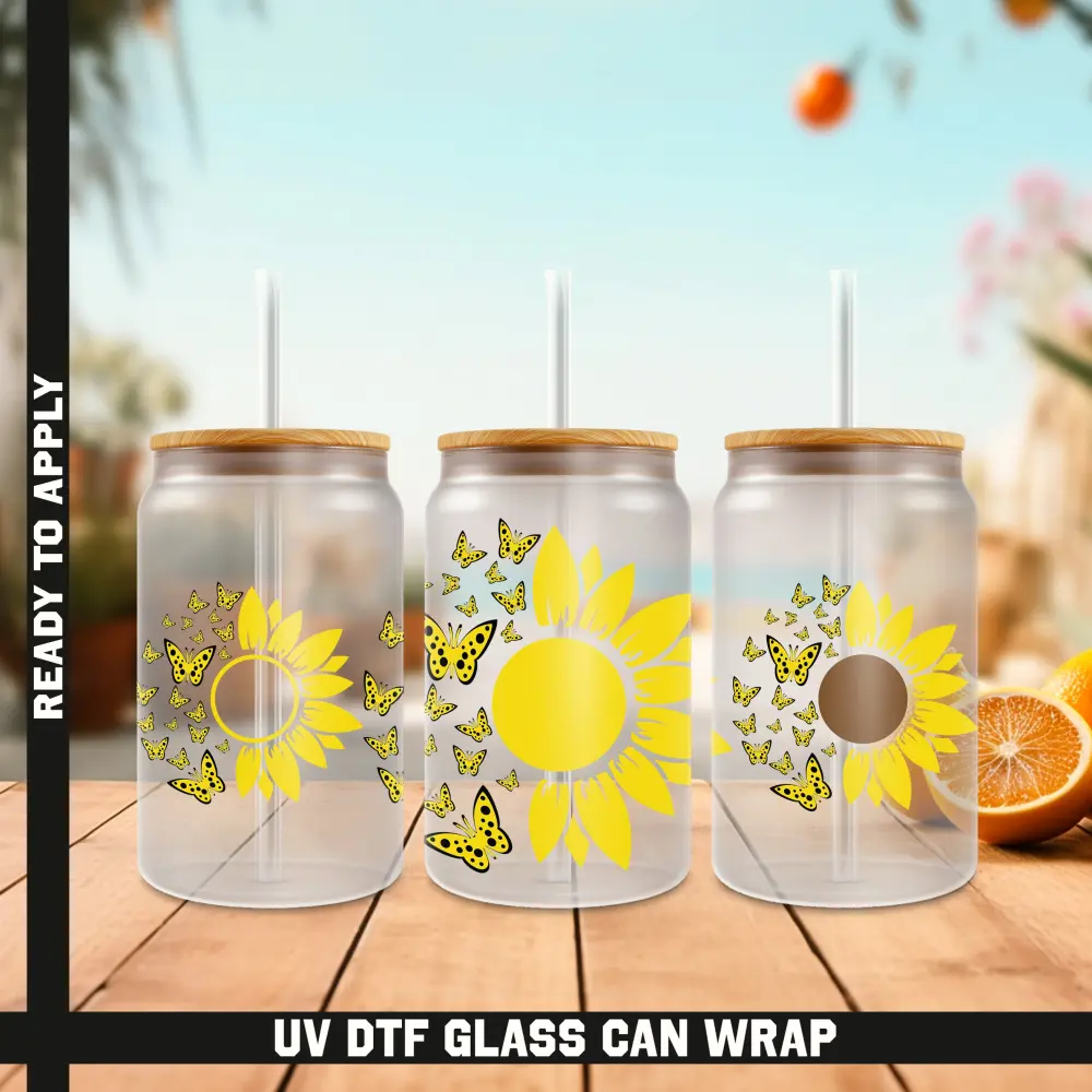 Sunflower Ready To Apply UV DTF, 16oz cup Wrap