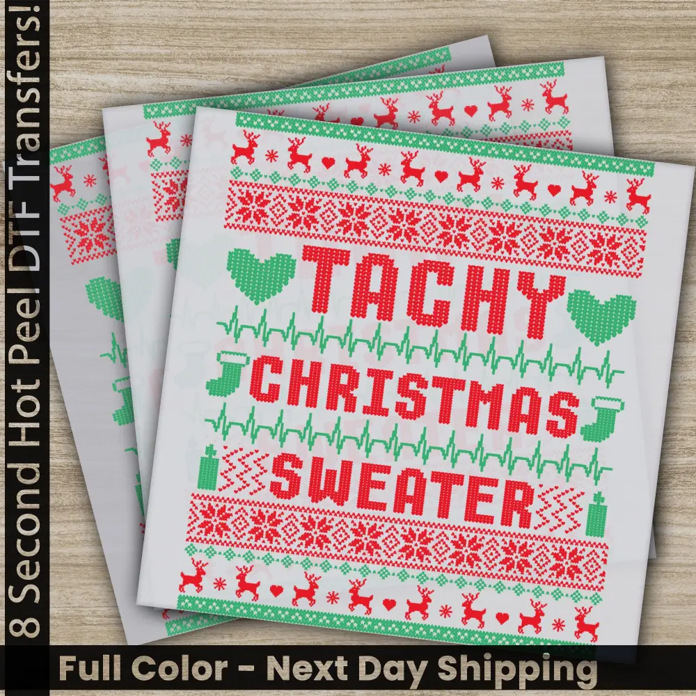 Tachy Christmas Sweater DTF Transfers, Ready to Press, Personalized Gifts, Direct to Film, Sublimation Screen Prints, Fast Shipping