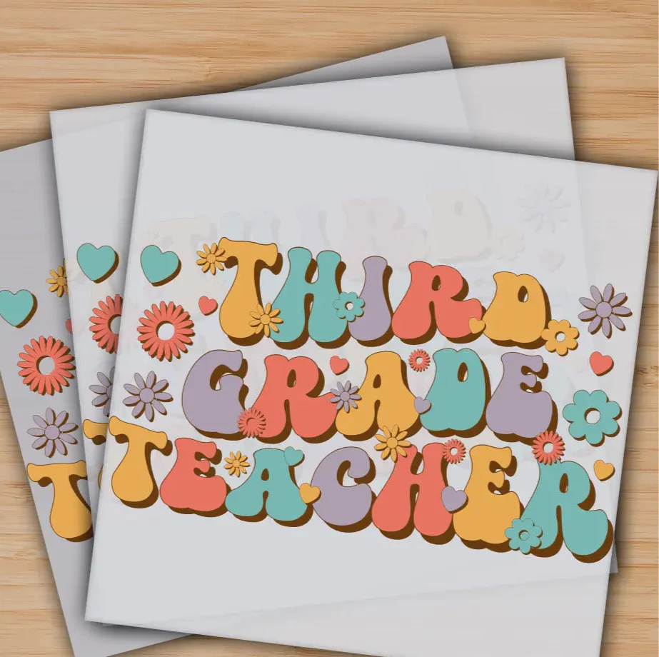 Third Grade Teacher, Back to School, Ready to Press, Personalized Gifts, Sublimation DTF Prints, Trendy DTF Prints, Ready for Press, High Quality, Fast Shipping