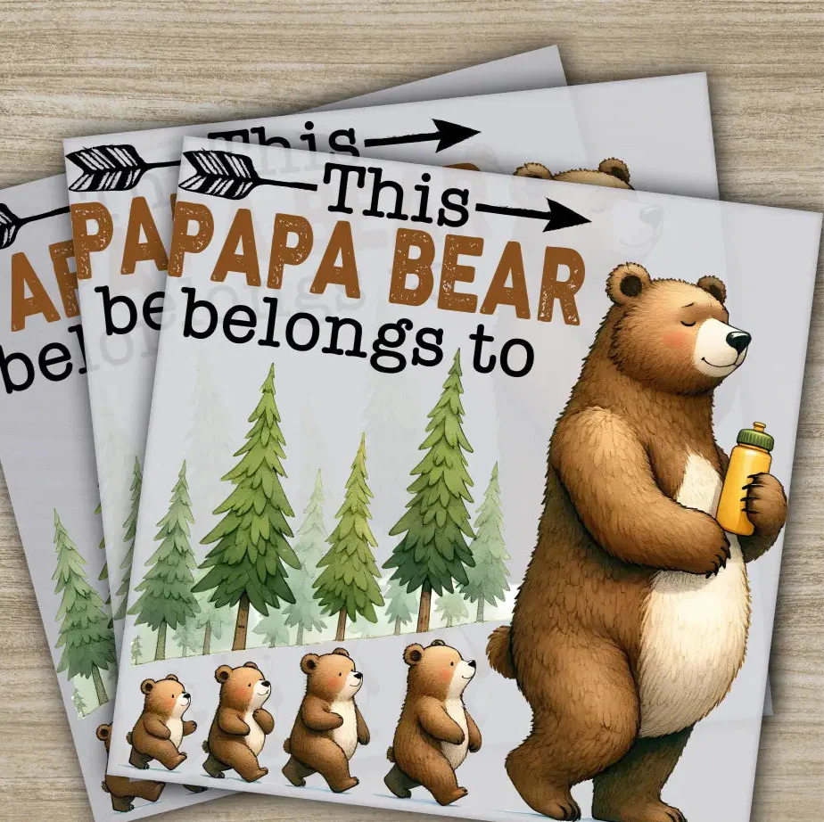 This Papa Bear Belongs To, Fathers Day Transfers, Ready to Press, Personalized DTF Transfers, Father's Day Gifts, Heat Press DTF Transfers