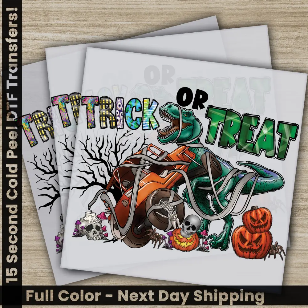 Trick or Treat, Halloween Transfers, Ready to Press, Personalized DTF Transfers, For Family Gifts, Heat Press DTF Transfers