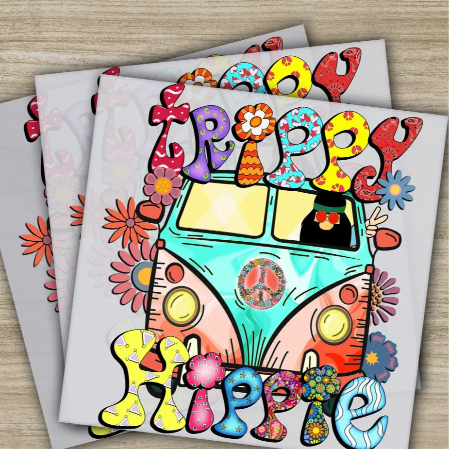 Trippy Hippie, Colorful Flower, Ready to Press, Personalized DTF Transfers, Heat Press DTF Transfer