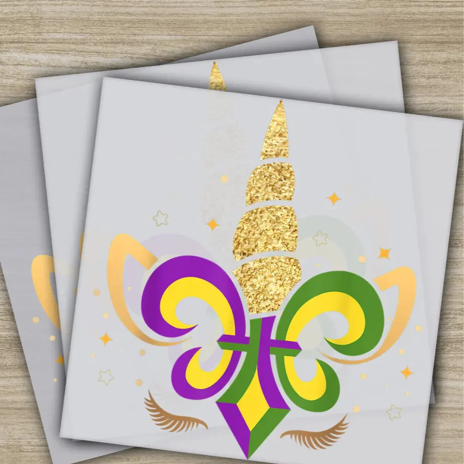 Unicorn, Party Mask, Costume, Mardi Gras Transfers, Ready to Press, Personalized DTF Transfers, Mardi Gras Gifts, Heat Press DTF Transfers