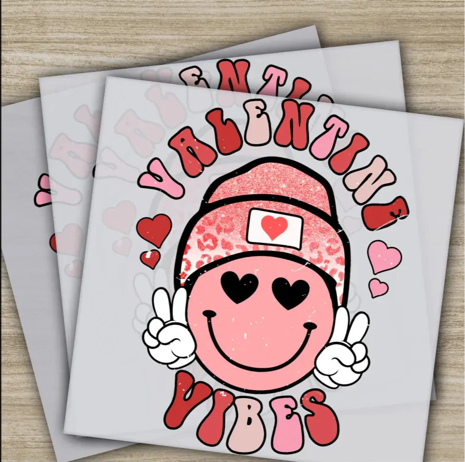 Valentine Vibes, Valentine's Day Transfer, Ready to Press, Personalized DTF Transfer, Valentines Gift, High Quality, Heat Press DTF Transfer