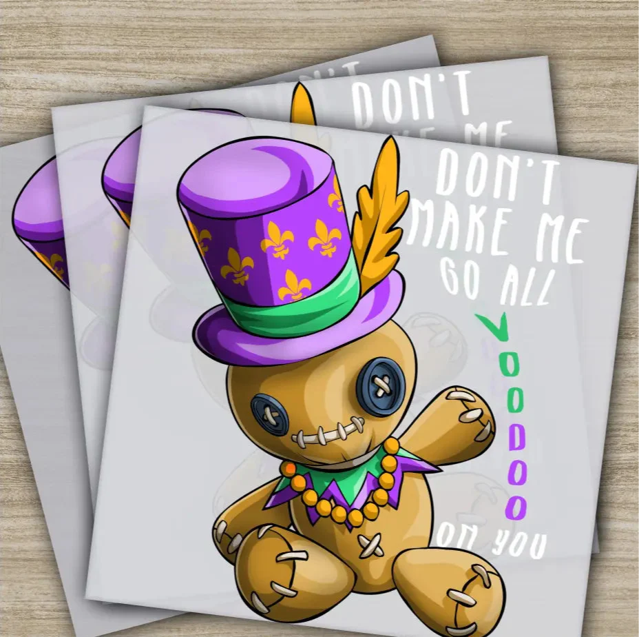 Voodoo Doll, Mardi Gras Transfers, Ready to Press, Personalized DTF Transfers, Mardi Gras Gifts, High Quality, Heat Press DTF Transfer