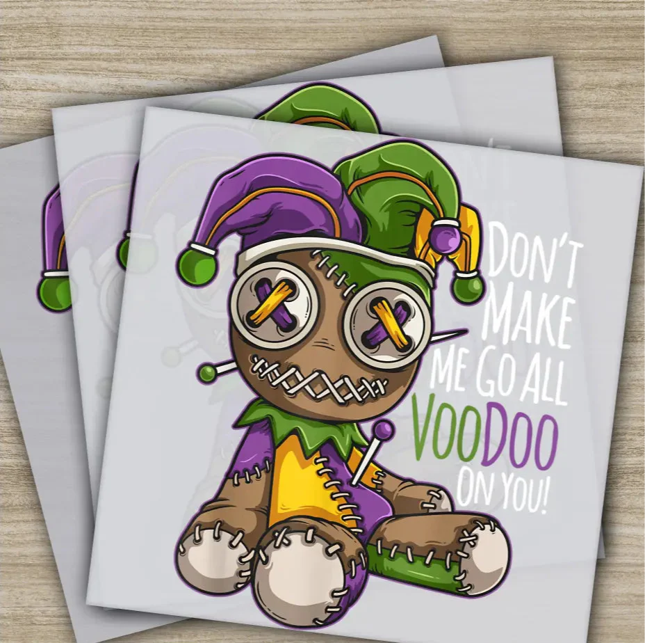 Voodoo Doll, Mardi Gras Transfers, Ready to Press, Personalized DTF Transfers, Mardi Gras Gifts, High Quality, Heat Press DTF Transfers