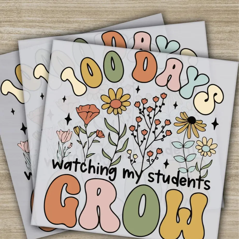 Wildflowers, 100 Days Of School Transfers, Ready to Press, Personalized DTF Transfers, 100 Days Of School Gifts, Heat Press DTF Transfers